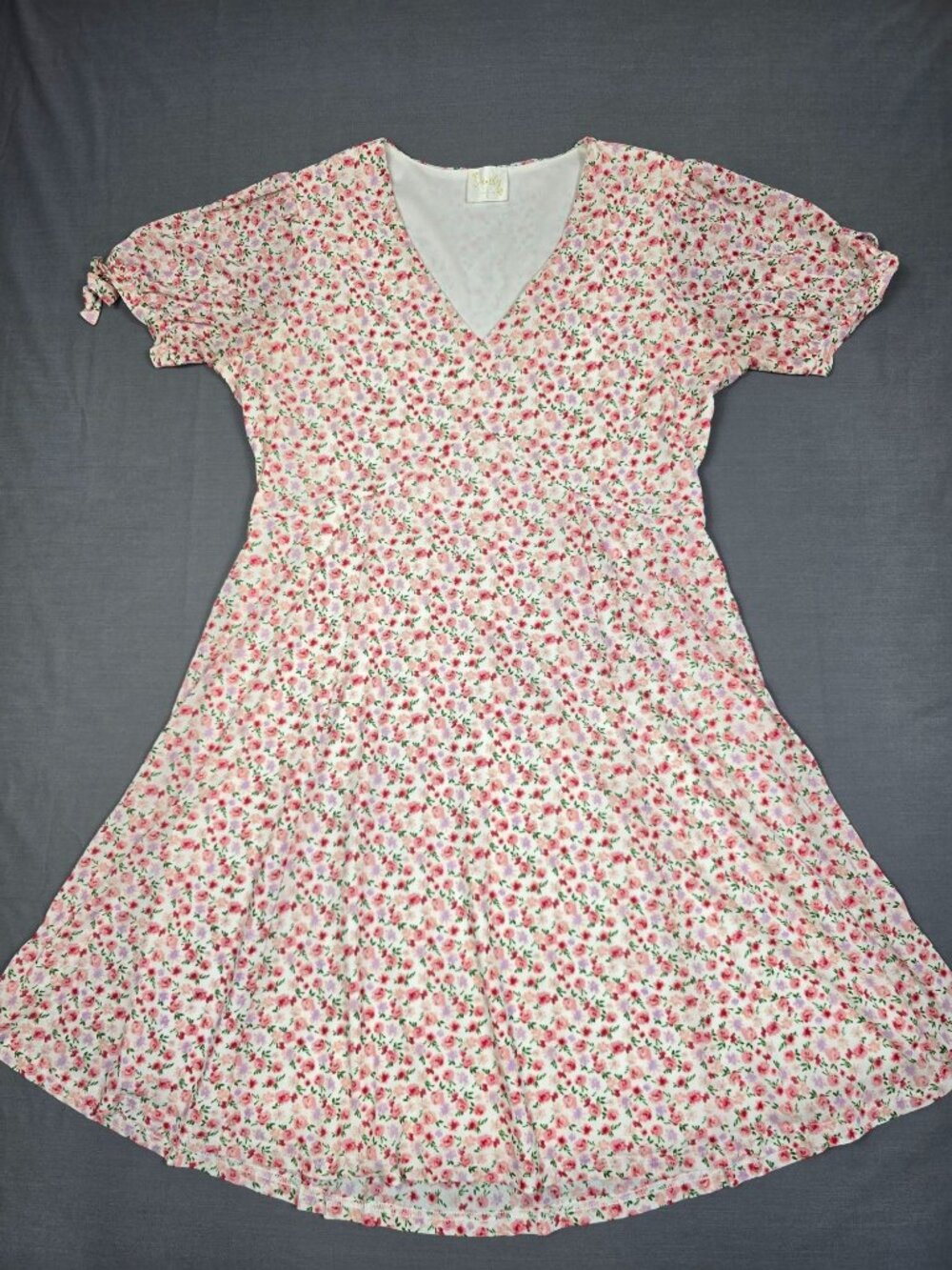 Vintage-Inspired Sirenlily Floral Dress L Pink White Rose Cottagecore Romantic